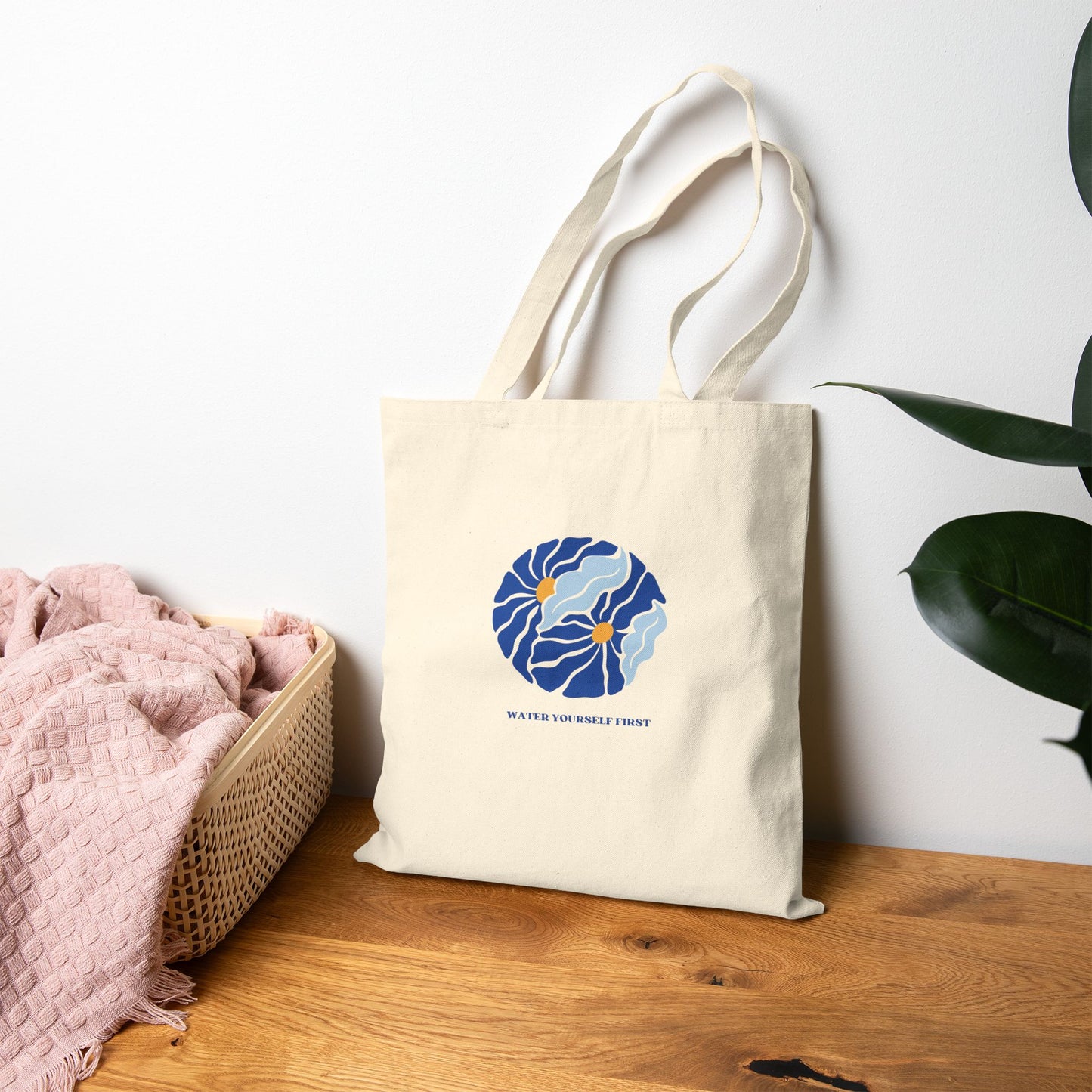 "Water Yourself First" Beige Tote