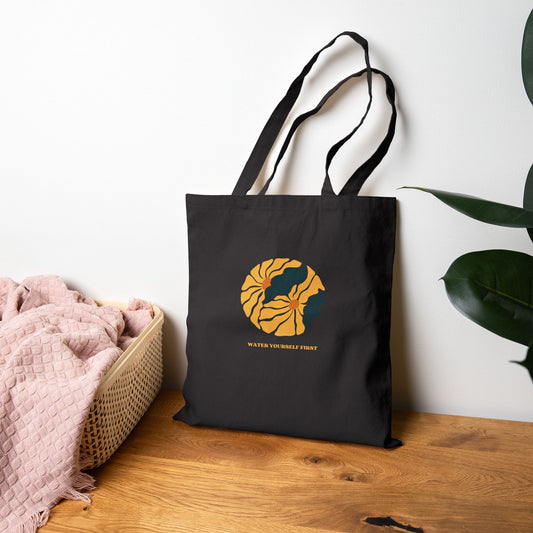 "Water Yourself First" Black Tote Bag